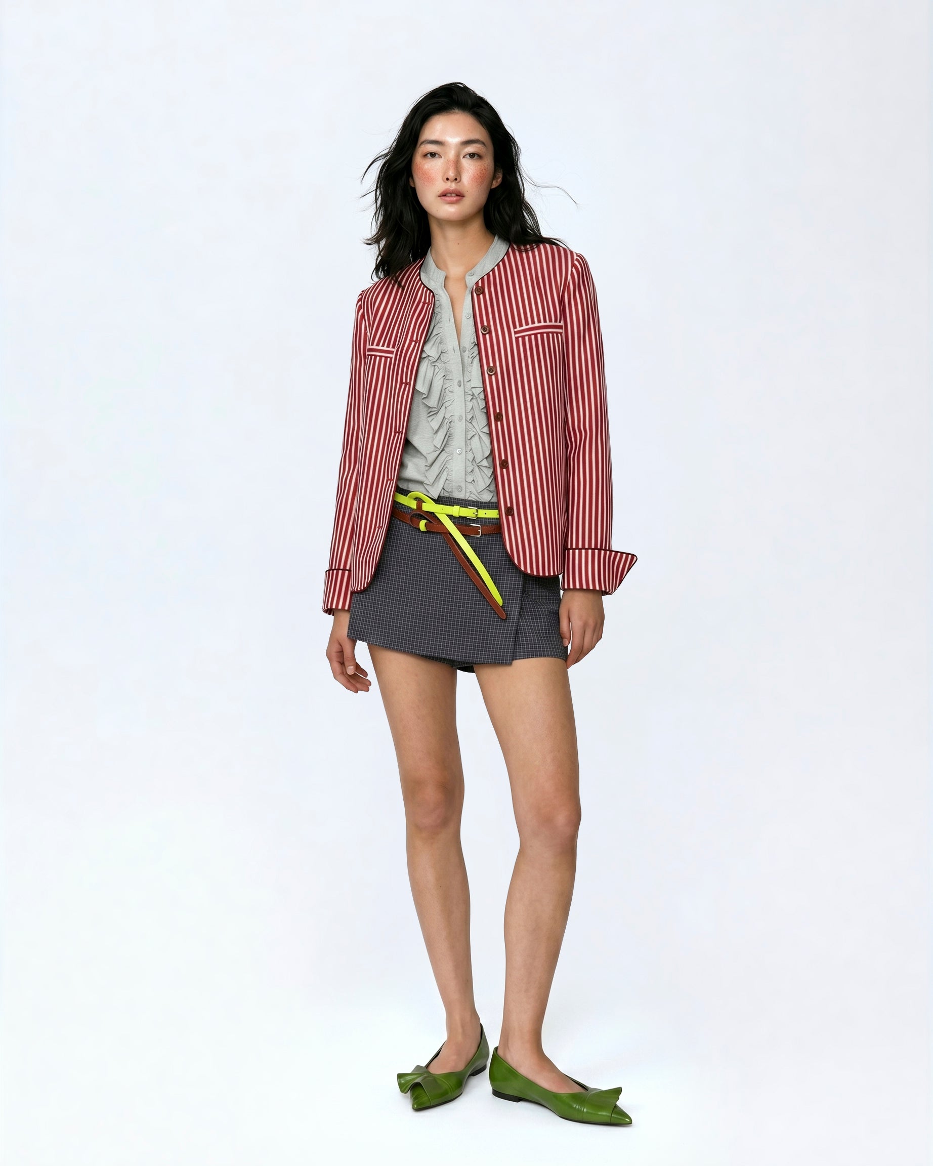 Striped Mini Blazer Red