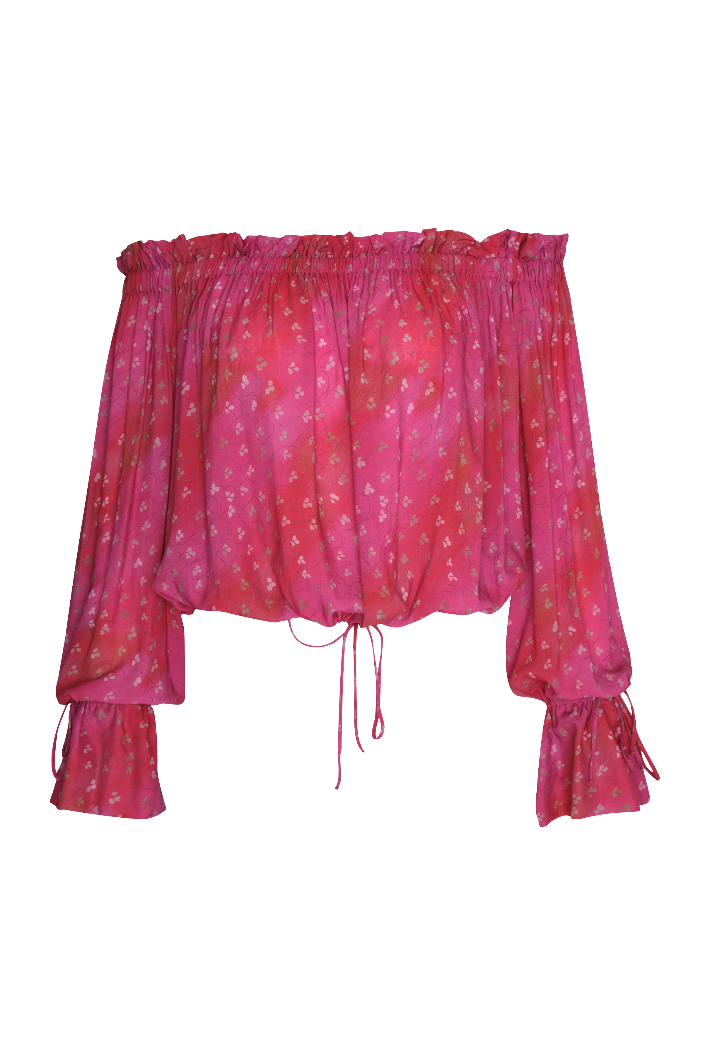 Omuzları Açık Bluz - Pembe