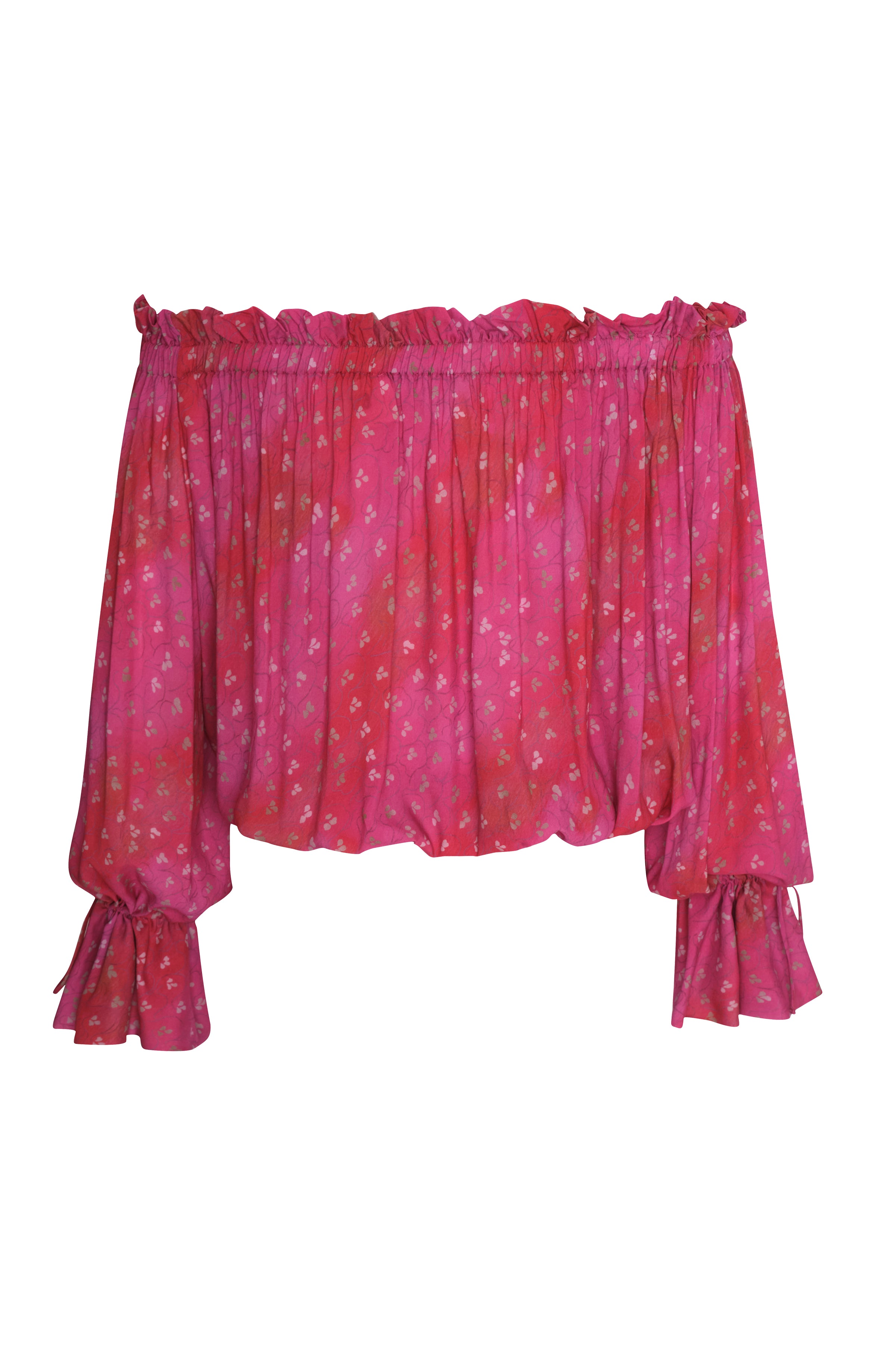 Omuzları Açık Bluz - Pembe
