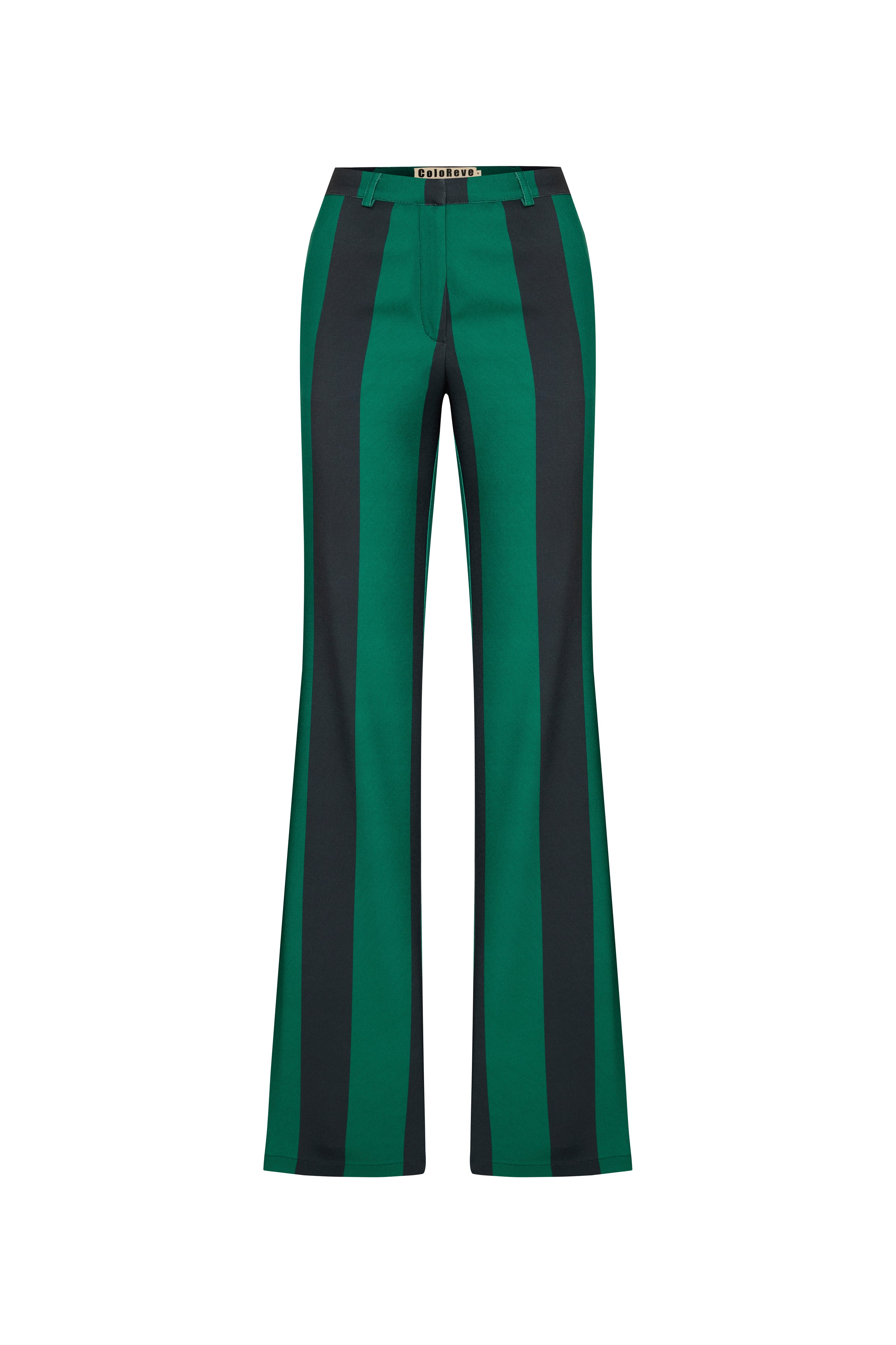 Green Striped Flare Pants