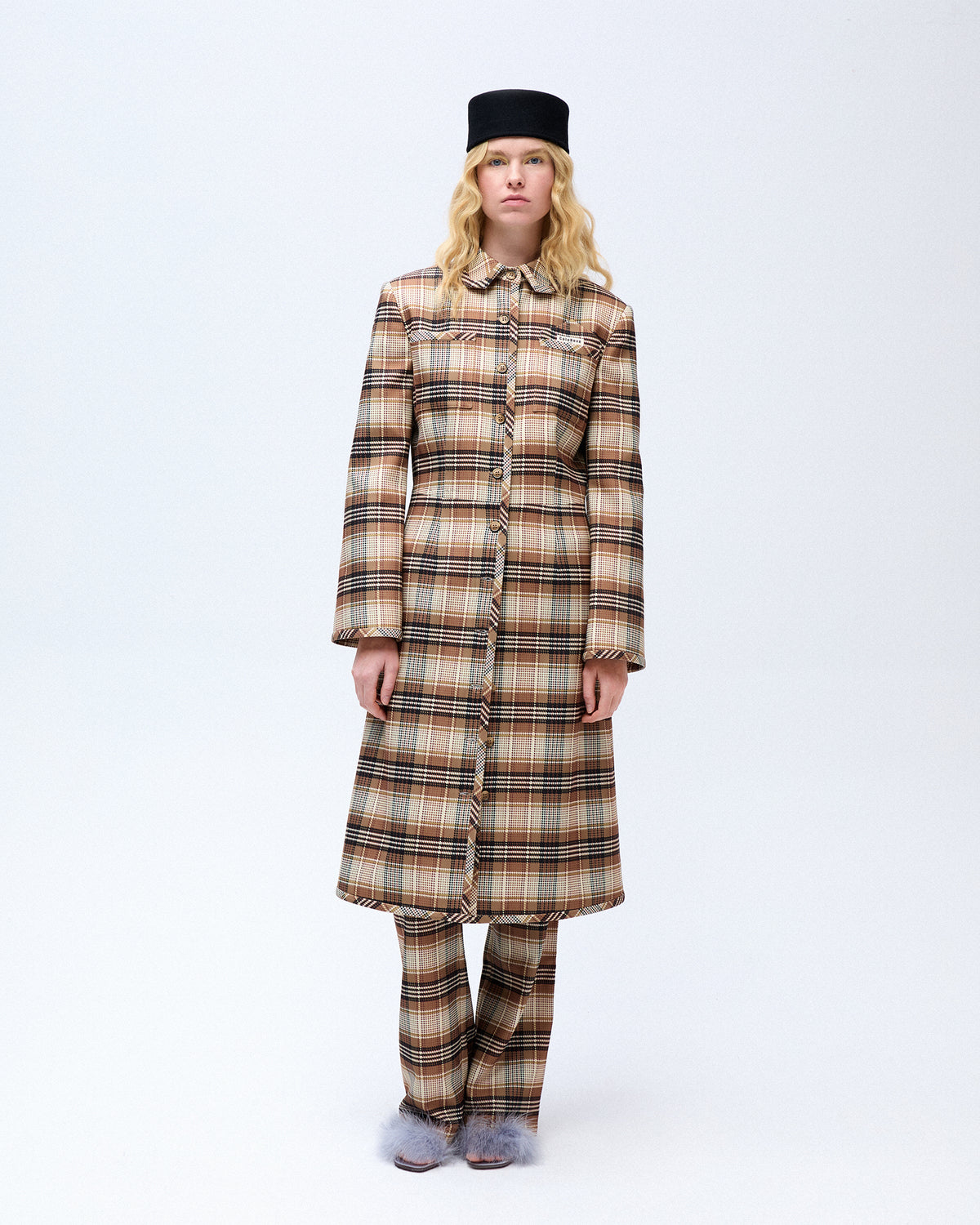 Plaid Trench Coat