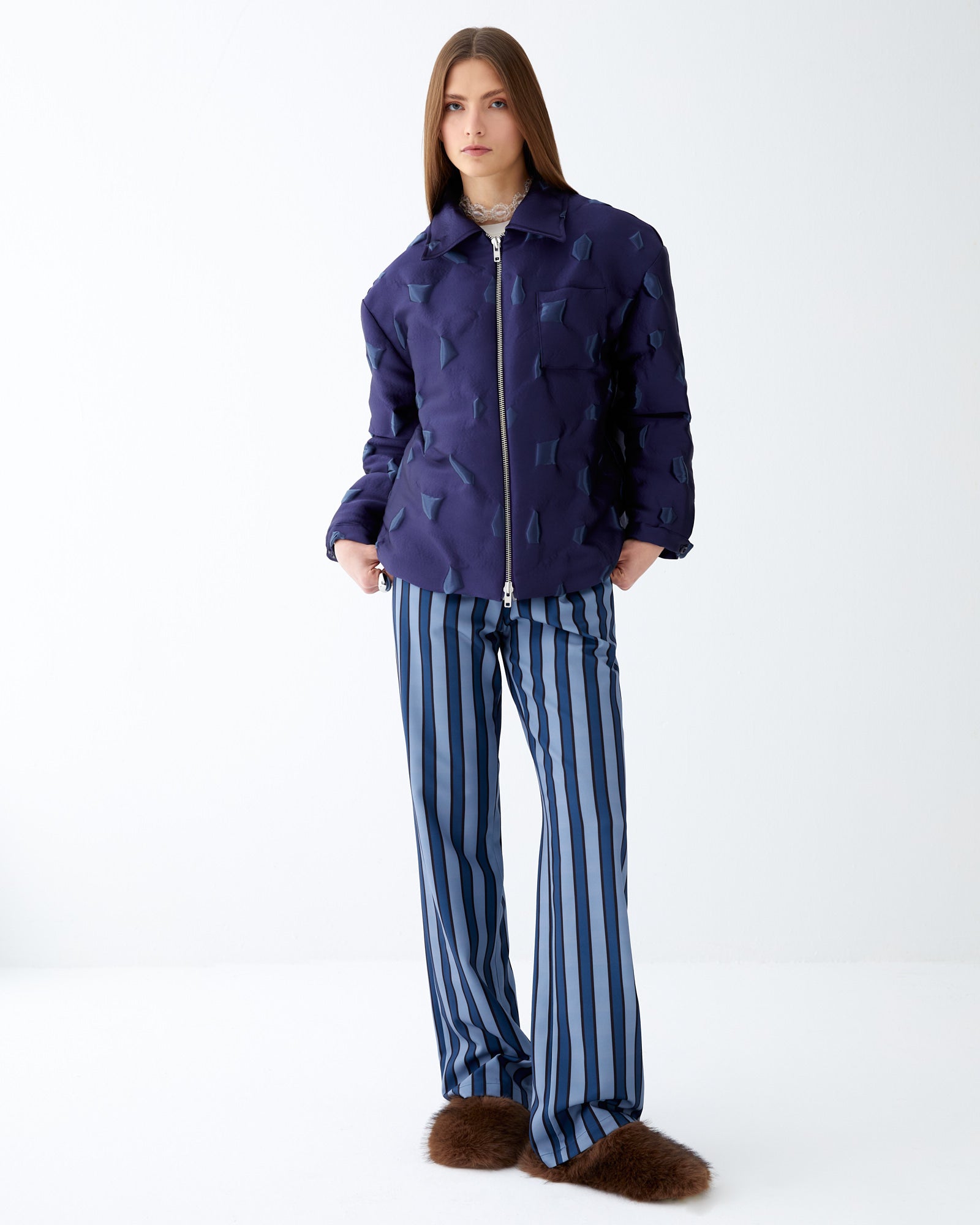 Purple Textured Puffer Jacket