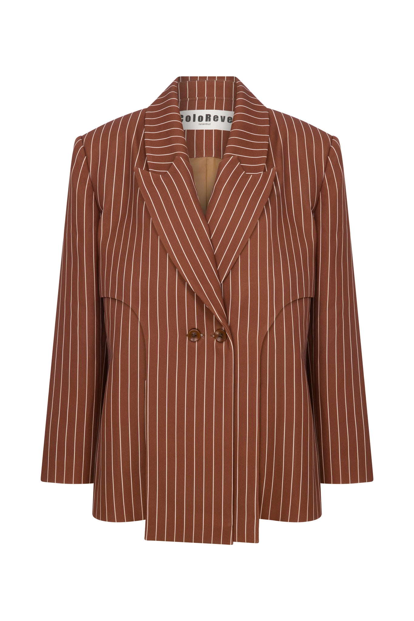 Brown Striped Fou Blazer