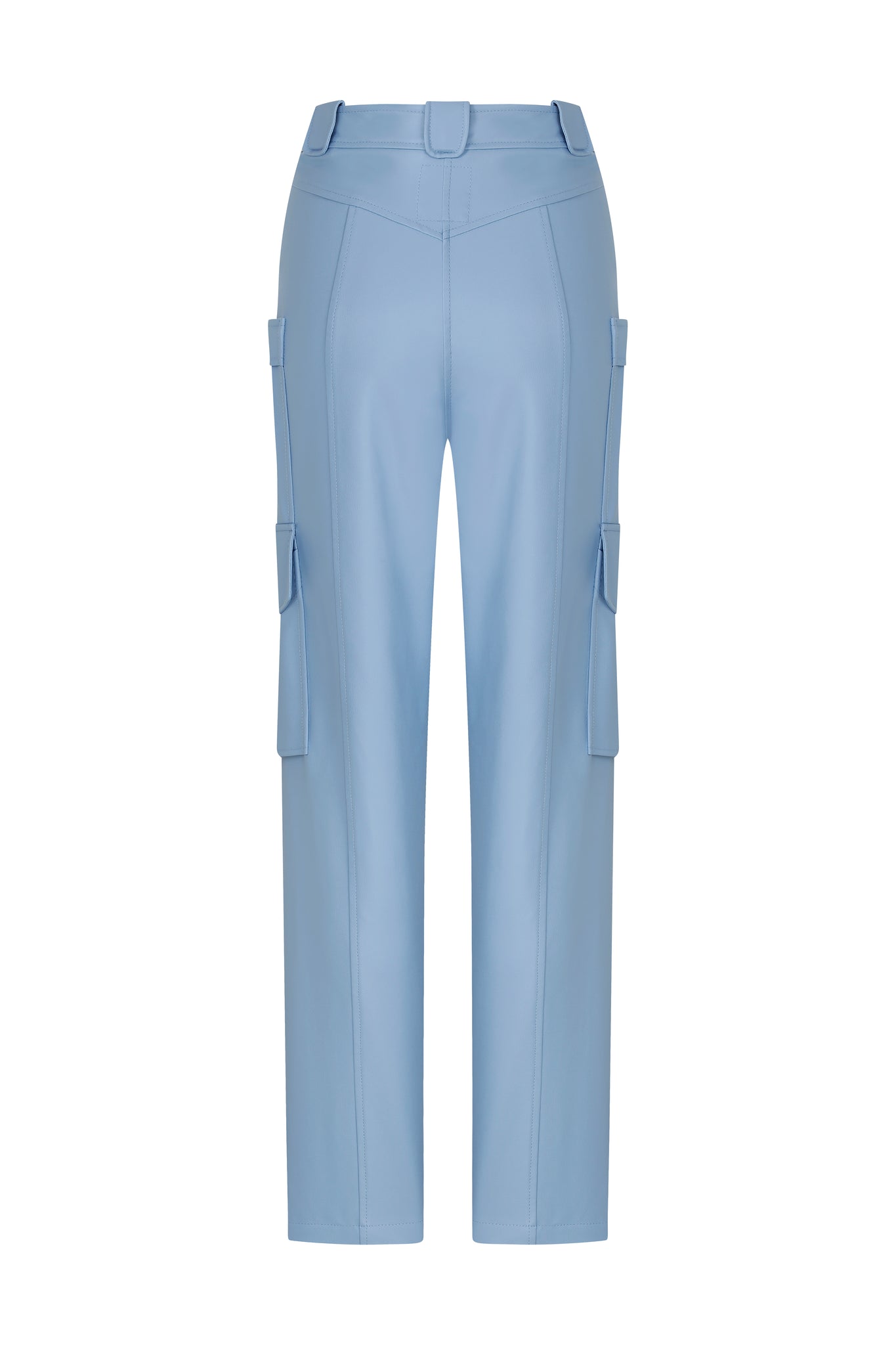 Blue Leather Cargo Pants