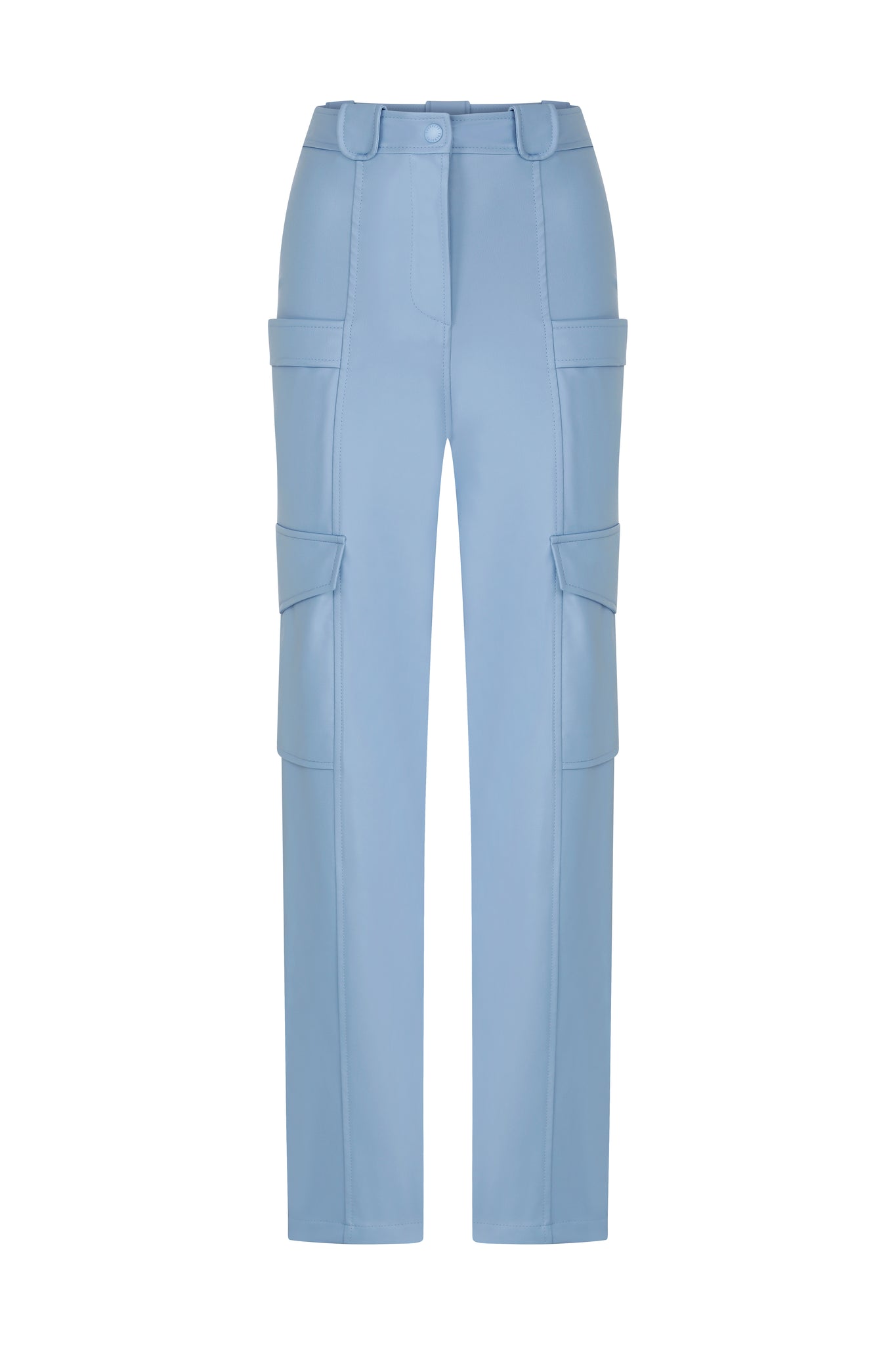 Blue Leather Cargo Pants